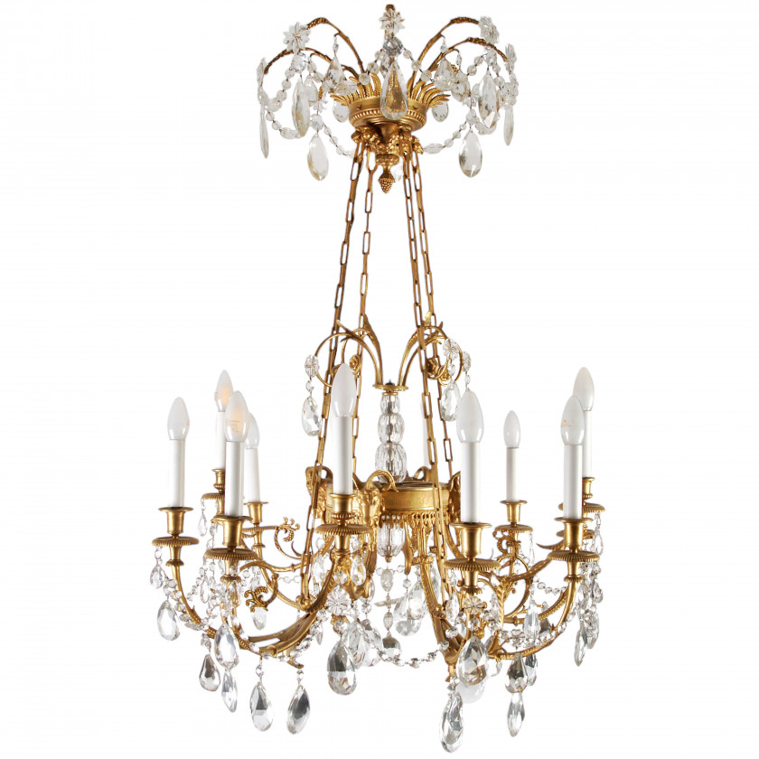 Bronze chandelier with crystal