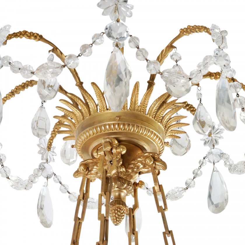 Bronze chandelier with crystal