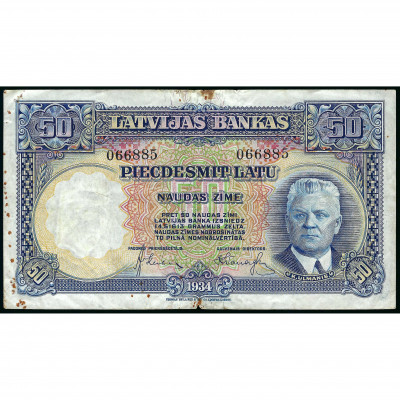 50 Latu, Latvia, 1934 (F)