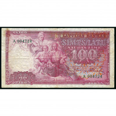 100 Latu, Latvia, 1939 (VF)