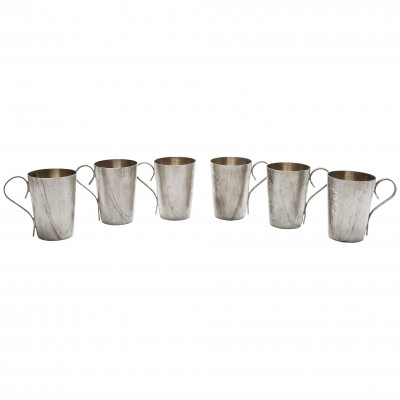 Set of 6 silver beakers