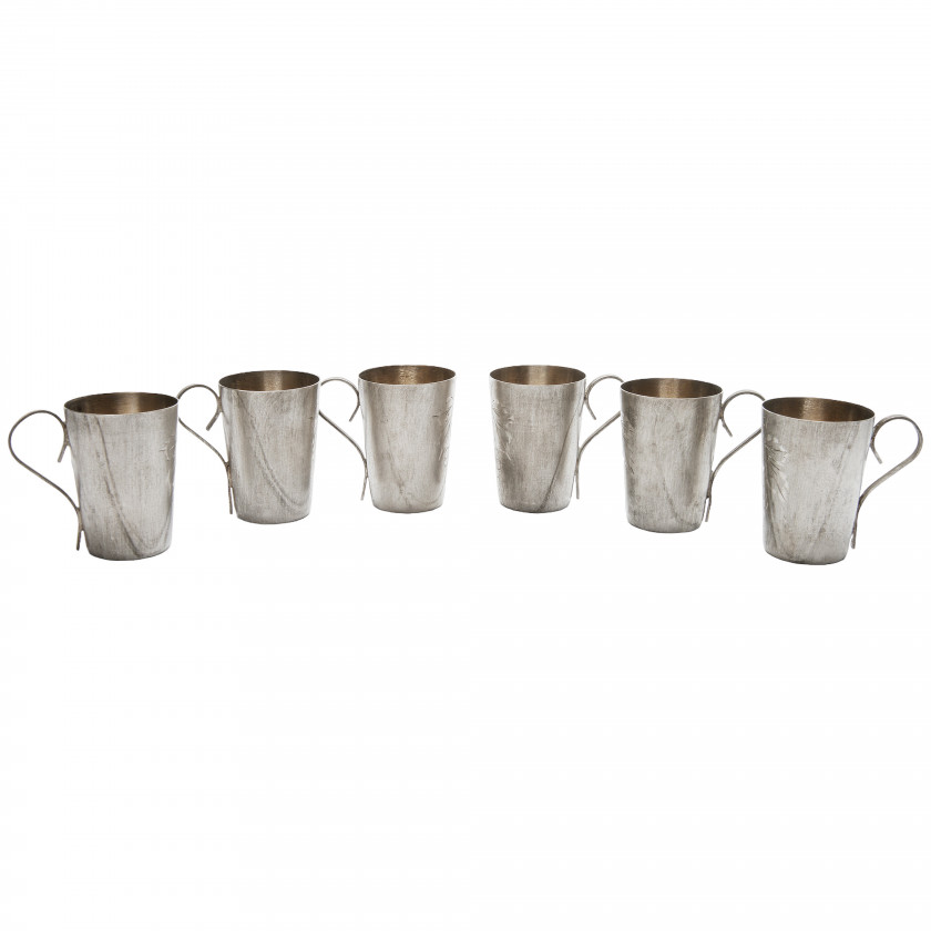 Set of 6 silver beakers