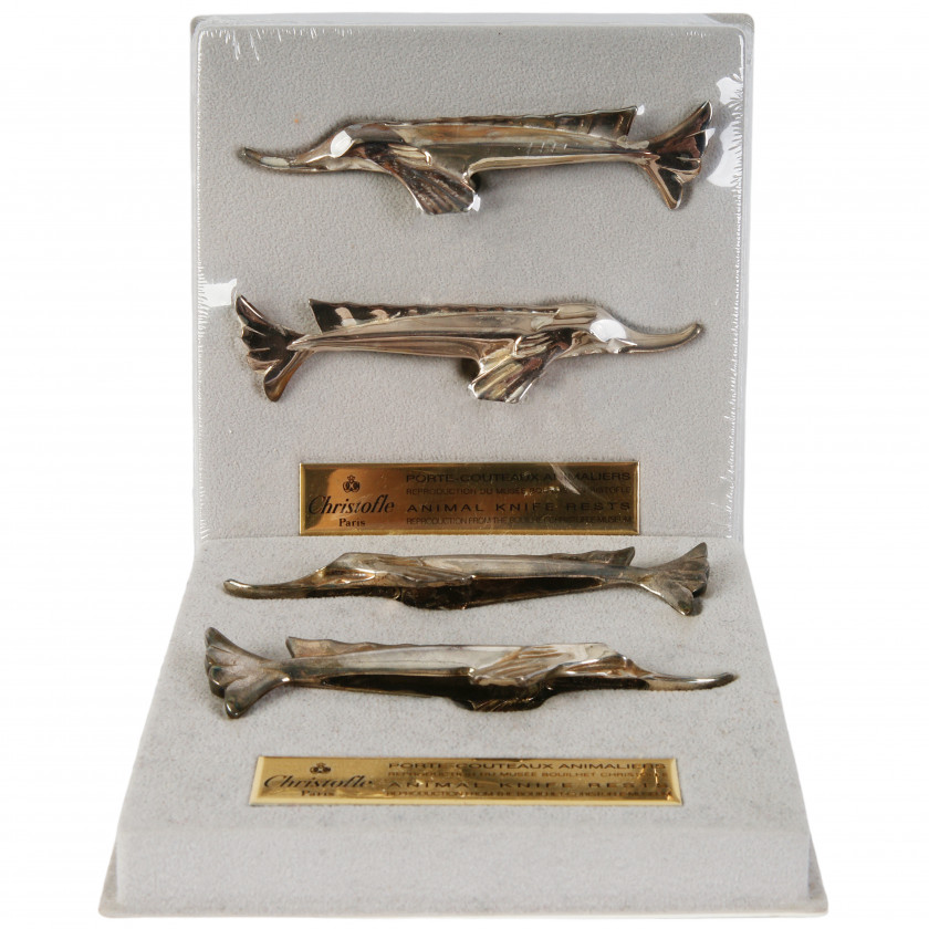 Set of silver plated knife rests, 4 pcs. "Animal knife rests"