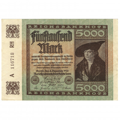 5000 Markas, Vācija, 1922 (VF)