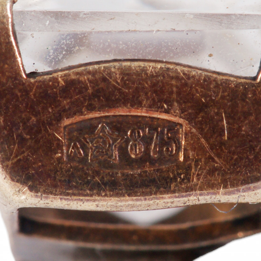 Silver cufflinks with rock crystal