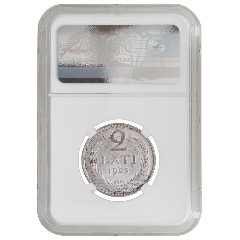 Coin in NGC slab "2 Lati 1925, Latvia, MS 64"