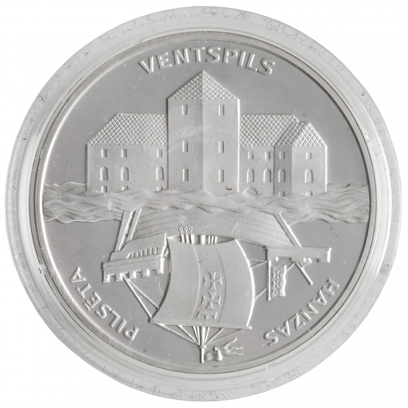 Sudraba monēta "1 Lats 2000, Latvija, Hanzas pilsēta - Ventspils (Proof)"
