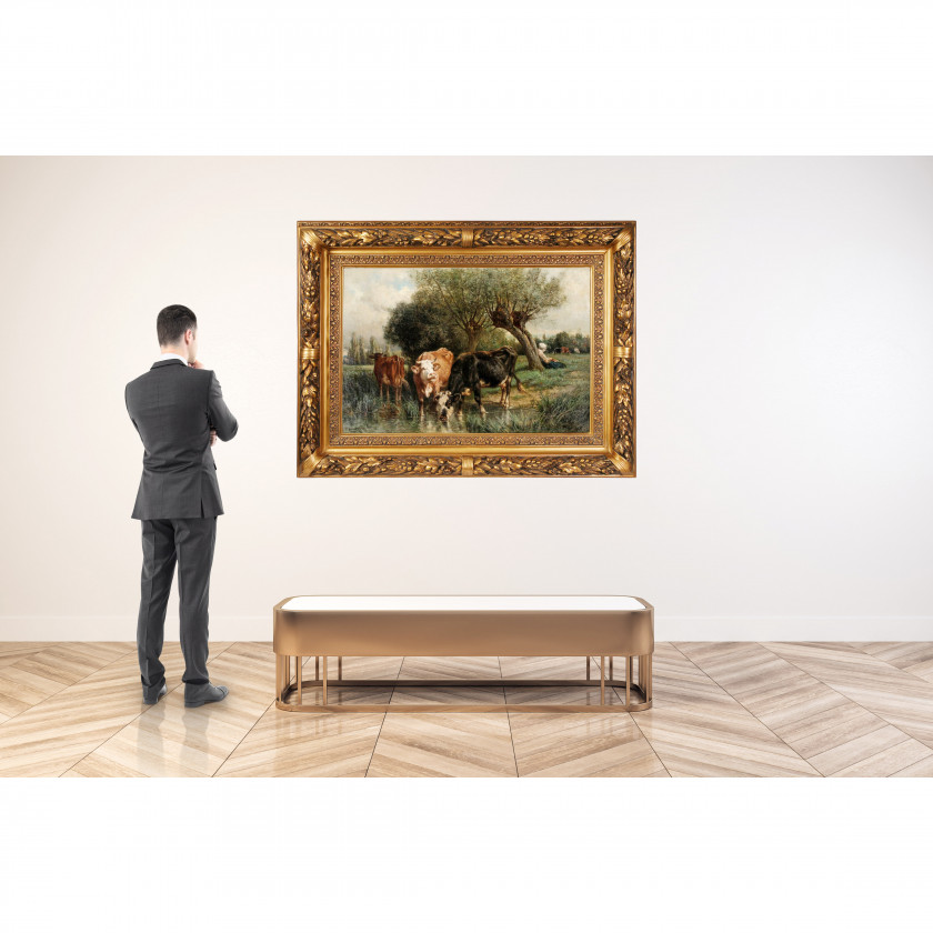 Картина "Коровы у водопоя"